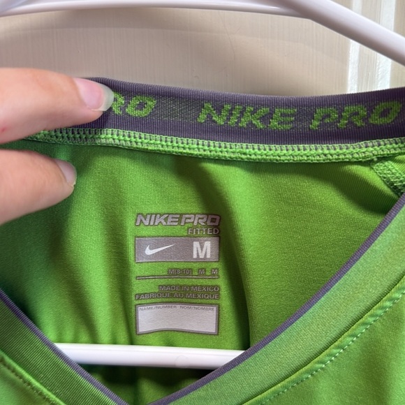 Nike Pro Lime Green NikeFit Fitted Performance Tee size M - Picture 3 of 10